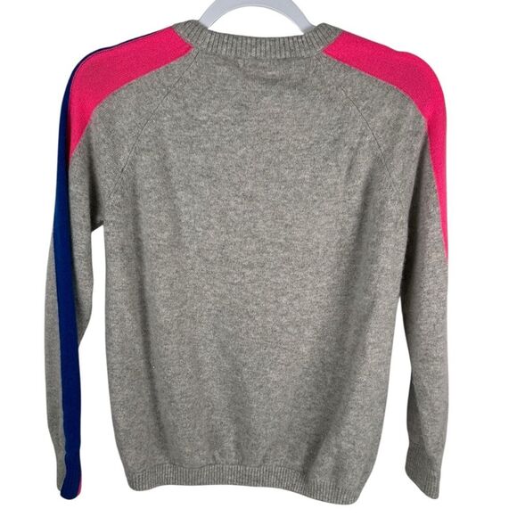 Minnie Rose Gray Colorblock 100% Cashmere Crewneck Sweater Women’s Size XS - Picture 2 of 6